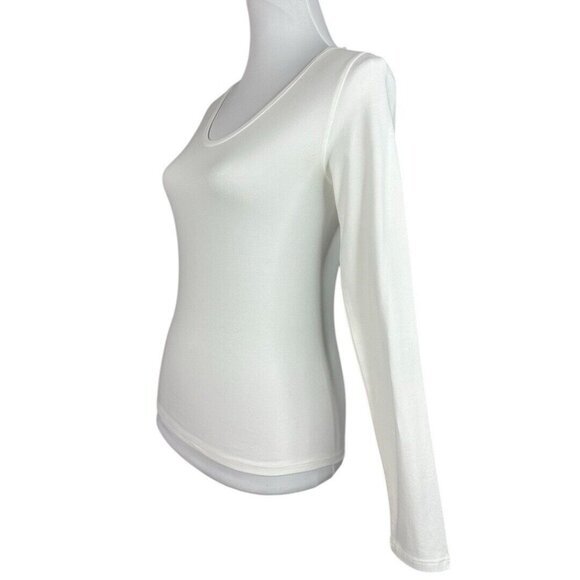 Everlane Women's NWT White The Supima Stretch Ballet Neck Long Sleeve Top XS/C28 - Picture 2 of 13